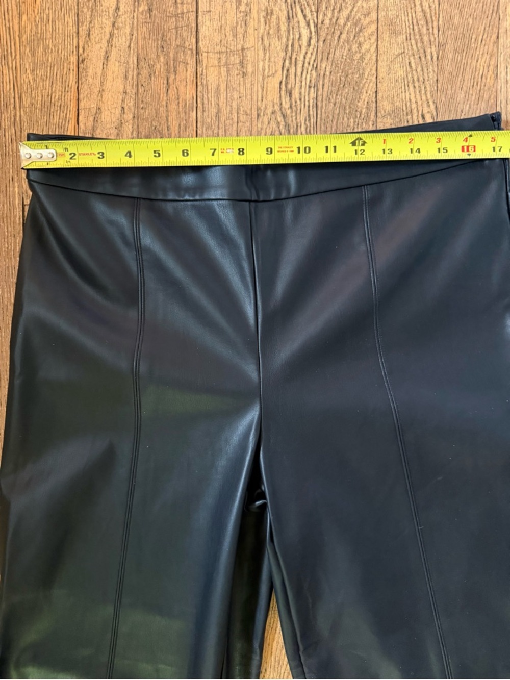Ann Taylor Black Faux Leather Wide-Leg Cropped Culotte Pants Punk Business Chic - Picture 6 of 9
